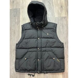 Vintage Y2K Polo Ralph Lauren Goose Down Black Puffer Vest Size XXL